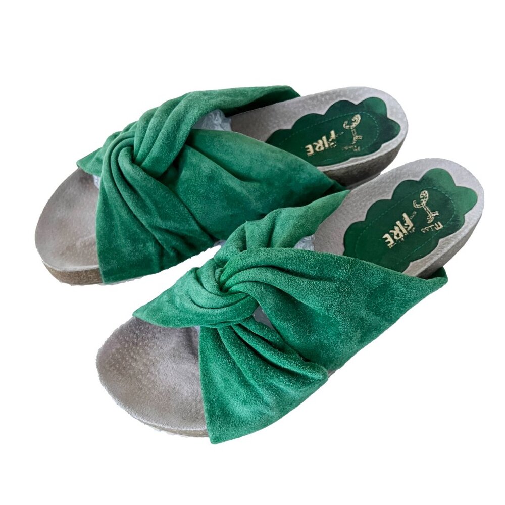 Miss L Fire Lara Green Suede Sandal 36